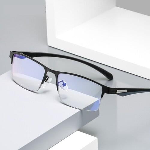 Business Style MEN Titanium Alloy Reading mirror ,Male Half Frame Anti-Blue Glasses Multi-focus Distance Near Reading Mirror