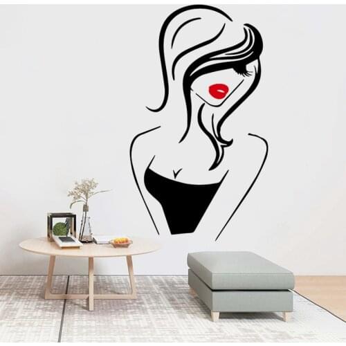 Beauty Salon Wall Sticker Red Lips Vinyl Decal Sexy Woman Decals Girls Women Bedroom Decoration Accessories Windows Decor Lashes