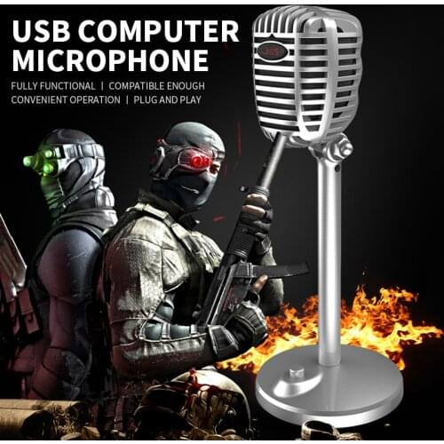 Desktop 3.5mm Microphones USB Computer Microphone Singing Home Game Conference Live Desktop Mic 1.8 Meters Cable 360-degree