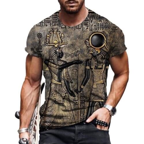 2021 New Retro Style Ancient Horus Egyptian God Eye of Egypt Pharaoh Anubis 3D T Shirt Men Women Harajuku Funny Short Sleeve Top
