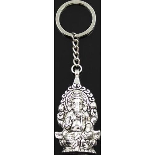 New Fashion Keychain 62*32mm Ganesha buddha elephant Pendants DIY Men Jewelry Car Key Chain Ring Holder Souvenir For Gift