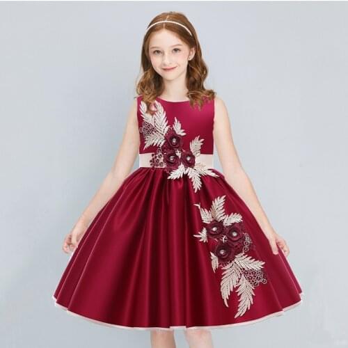 Flower Appliques Baby Girls Dress Children Clothing Girl Birthday Wedding Party Dress Elegant Girls Princess Dress Kids Vestidos