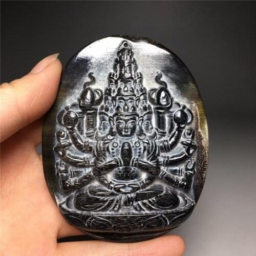 Antique miscellaneous horn brand thousand hand Guanyin pendant Pendant