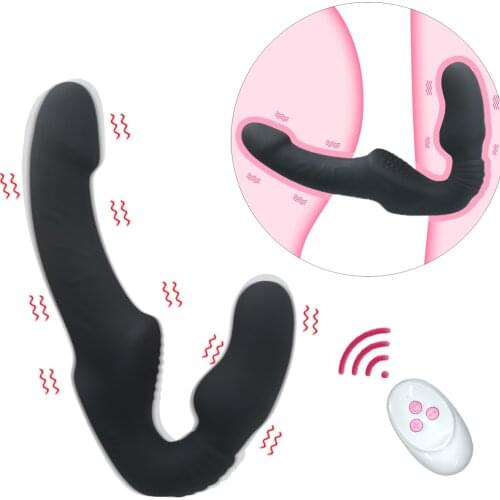 Realistic Dildo Vibrator Massager Strapless Strap on Lesbian Double Head G-Spot Stimulate Clitoris Sex Toy for Couple Dual Motor