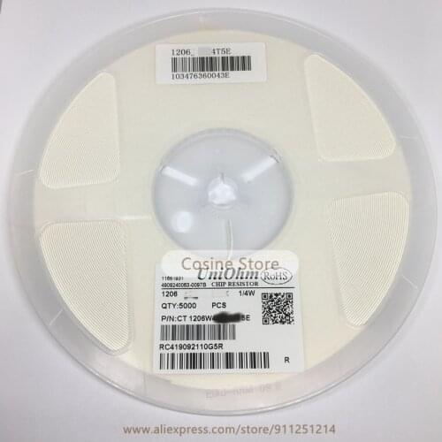 100pcs/Lot Resistors 1206 1% 1/8W 1KR 1.1K 1.5K 1.8K 2K 2.4K 2.7K 3K 3.3KR 3.6K 3.9K 4.3K 4.7KR 5.1K 5.6K 6.8K 7.5K 8.2K 9.1KOhm