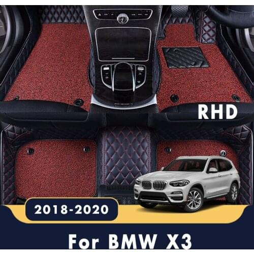 RHD Luxury Double Layer Wire Loop Car Floor Mats Carpets Interior Accessories Styling Protector Covers For BMW X3 2020 2019 2018