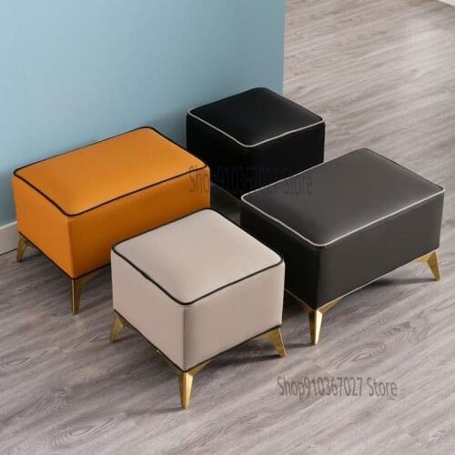 Light Luxury Sofa Stool Living Room Footstool Italian Makeup Stool Entrance Shoe Change Stool Small Pier