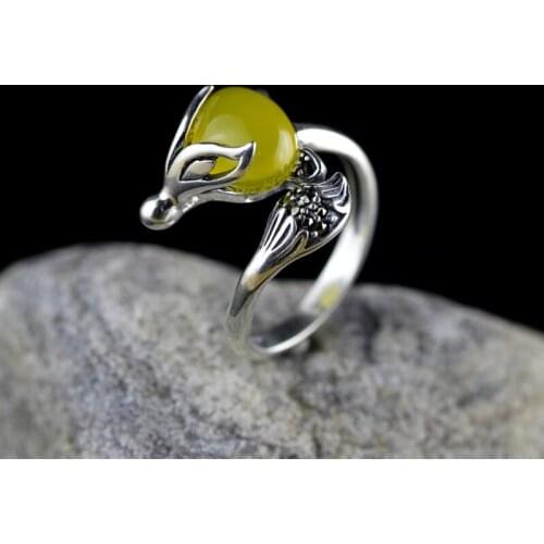 The character of silver S925 silver jewelry silver Seiko lady Huang Yusui fox charm life ring