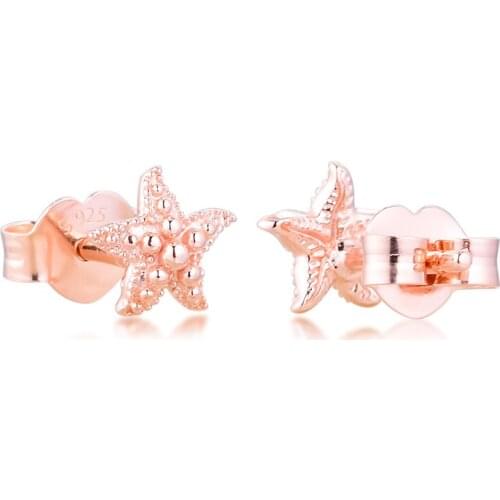 Summer Ocean Beaded Starfish Stud Earrings Elegant Jewelry Making 925 Original Silver Fashion Earring Studs