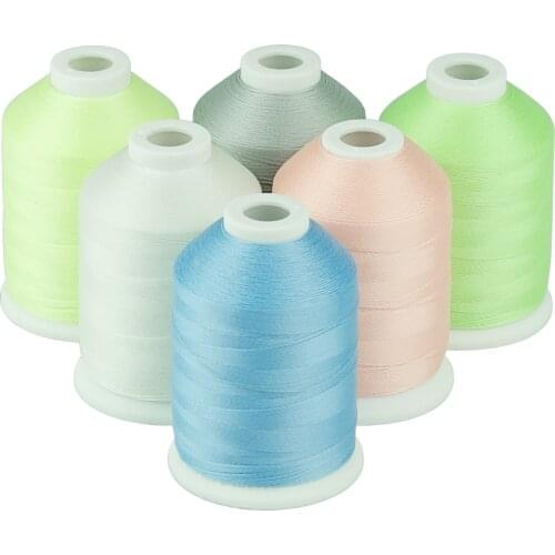 Brand Simthread Glow in Dark Embroidery Machine Thread 6 Spools