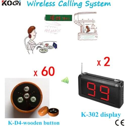System Service Calling Button Waiter 2 Screen with 60 button for Cafe Two Area Use CE Approved