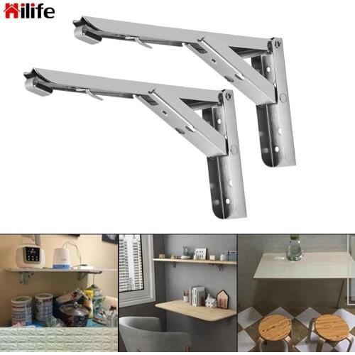 Triangle Furniture Hardware Table Shelf Bracket Folding Angle Bracket Stainless Steel 2pcs Wall Mounted Heavy Support