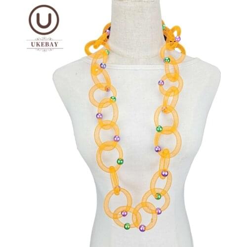 UKEBAY New Luxury Pearl Necklaces For Women Pendant Necklace Mesh Hollow Jewelry Handmade Boho Sweater Chain Wholesale Necklaces