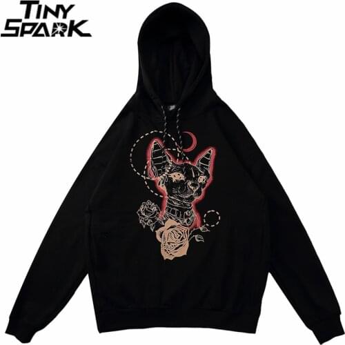 Spring 2021 Hip Hop Hoodie Sweatshirt Bad Dog Rose Men Harajuku Streetwear Hooded Pullover Cotton Loose Hoodie Dark Moon Black