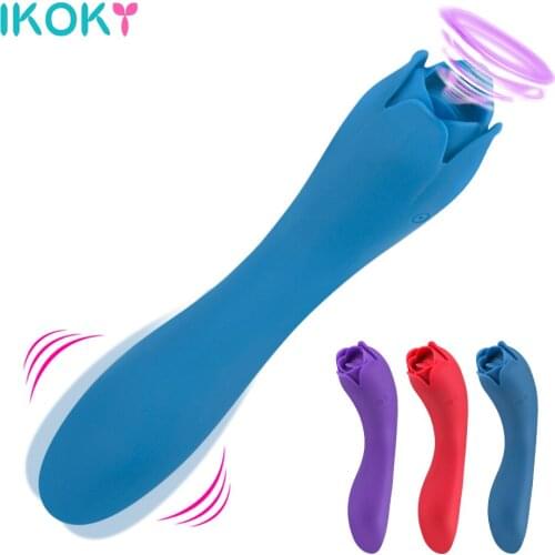 IKOKY Tongue Licking Vibrator Sex Toys For Women Adults Sex Products Erotic Toys Rose Vibrator For Clitoris Nipple Masturbator