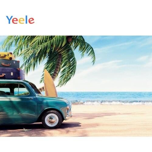 Summer Tropical Sea Seaside Beach Palm Tree Car Travel Baby Backdrop Vinyl Photography Background For Photo Shoot Photophone