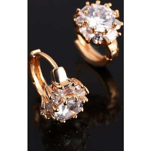 Hesiod Brand New Top Sale New Flower Earrings Clear Cubic Zircon Hoop Earrings for Women Bijoux Brinco