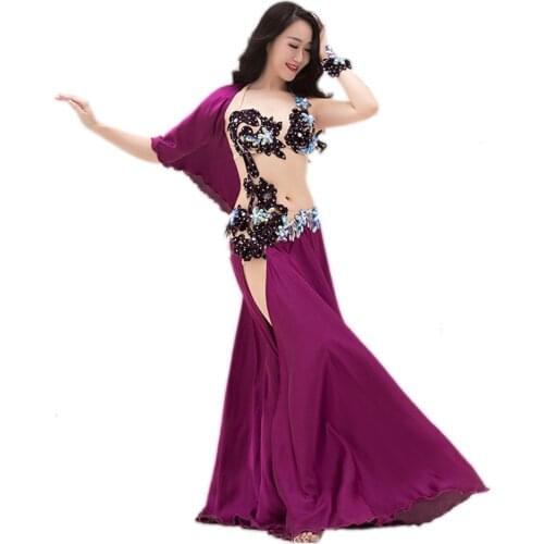 2pcs Women Belly Dance Costume Sets Bra Skirt Belly Dancing Dress Clothes Oriental Bellydance Suit Professional Dancewear Outfit