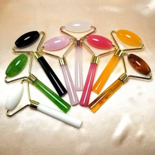 1PCS Facial Massage Relaxation Jade Roller Stone Crystal Face Lift Massager Crystal Roller Natural Rose Quartz Beauty Skin Tool