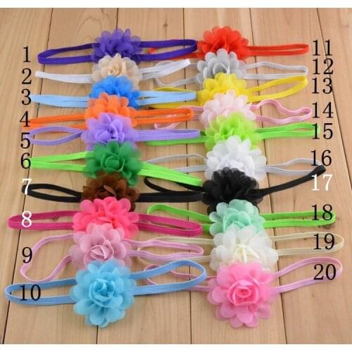 120 pcs/lot Mini Chiffon Flower Headband Photo Prop 20 colors