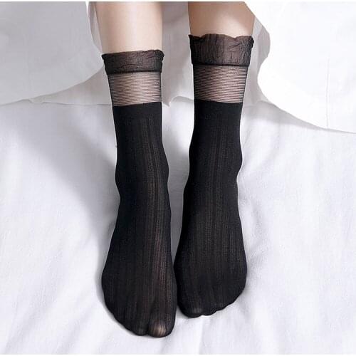 5 Pack Women High Ankle Socks Ruffle Lace Trim Elastic Low Cut Quarter Summer Cute Elegant Fashion Ballet Breathable Short Sock