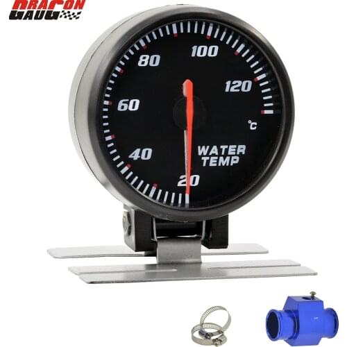 Dragon gauge 60mm Pointer White Face Blue backlight Car motorcycle Water temp gauge temperature Meter 20-120 Celsius With Sensor
