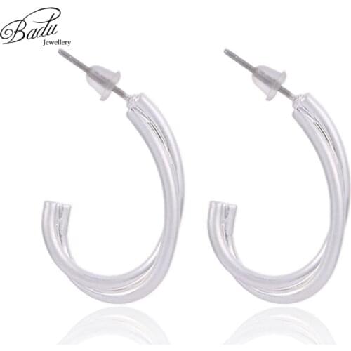 Badu Twisted Stud Earring Irregular Shape Korean Style 2018 Fashion Jewelry Open Cuff Earrings Dropshipping