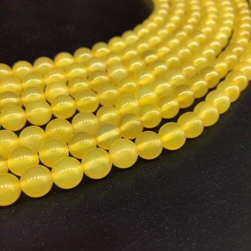 High Quality Yellow Natural Stone Agat Beads Round Loose Stone Beads 4/ 6/ 8/10/12 MM Diy Bracelet Necklace Jewelry Making