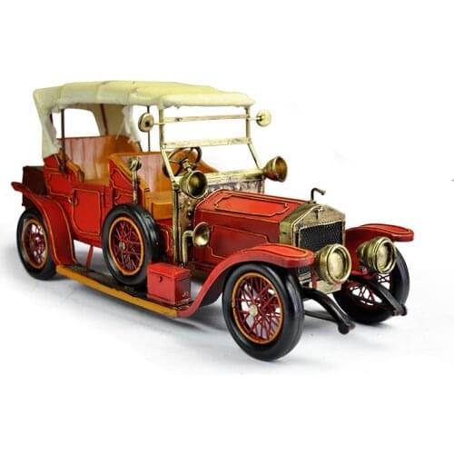 Elegant Handmade Black Red Iron Classic Vintage Car Model
