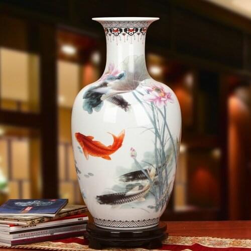 Jingdezhen Porcelain vase Lotus Fish Large Vases modern decorative vases large floor vases for home