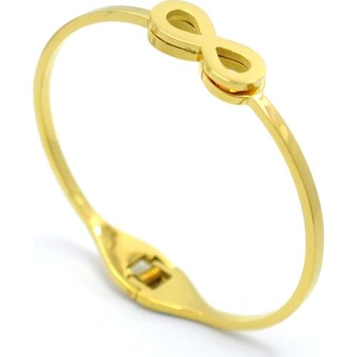 Brand Jewelry Infinity Bracelets Bangle for Women Rose Gold Color Infinite Bangle Stainless Steel Cuff Bracelet Number