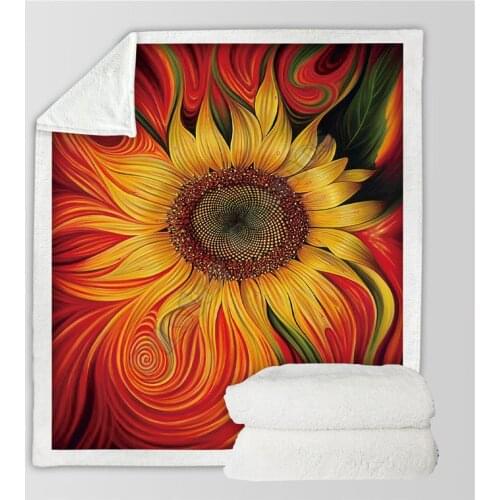 Sunflower 3d printed fleece blanket Beds Hiking Picnic Thick Fashionable Bedspread Sherpa Throw Blanket 01