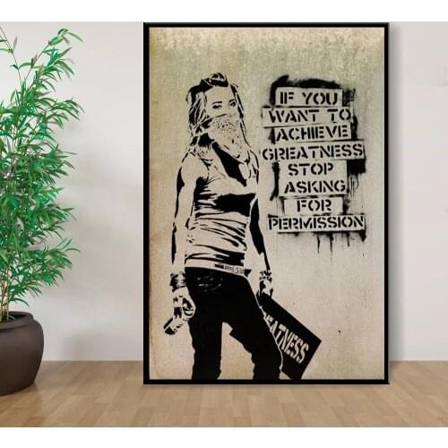 Banksy Graffiti Stop Asking For Permission Posters and Prints Street Art Canvas Painting Wall Picture for Living Room Home Decor