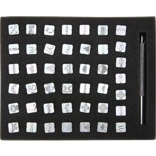 Leathercraft Tool Carbon Steel Symbol Stamp Set 49 Stamps for Leather Marking Carving Leather Craft Stamps Metal Printing Tool