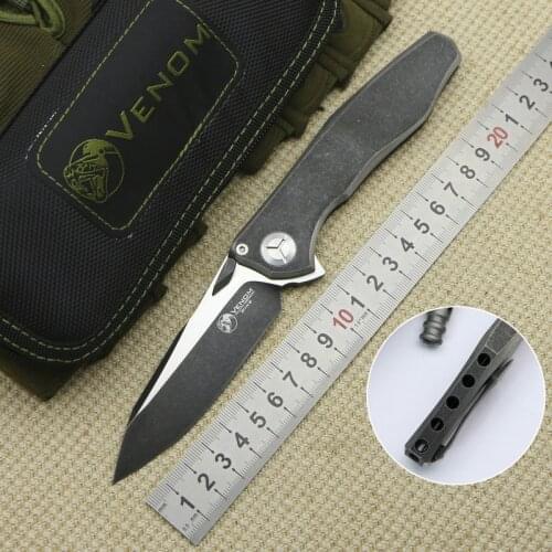 Kevin John VENOM 4 Wing S35VN SOLID Titanium Flipper folding knife ceramic ball bearing camping hunting pocket knife EDC tools