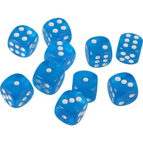 Pack of 10 D6 Dice Sets Acrylic Six-side for D&D TRPG Party Board Game Kids Toys