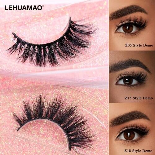 LEHUAMAO Makeup Eyelashes 3D Mink Lashes Fluffy Soft Wispy Natural Cross Eyelash Extension Reusable Lashes Mink False Eyelashes