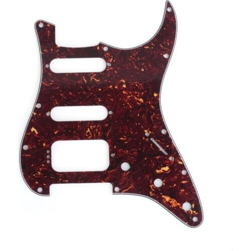 Musiclily Pro 11-Hole Round Corner HSS Guitar Pickguard for USA/Mexican Strat 4-screw Humbucking Pickup, 4Ply Tortoise Shell