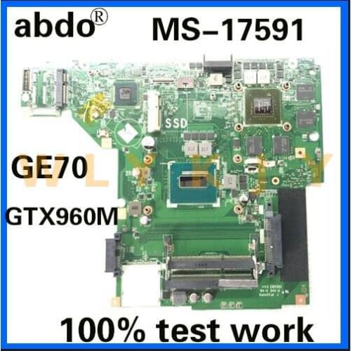 Abdo MS-17591 motherboard for MSI GE70 notebook motherboard CPU i7 4720HQ GTX960M 2G DDR3 100% test work