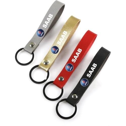 Fashion Simple Leather Car Key Chain Ring Keychain Keyfob Holder for SAAB 9-3 93 9-5 9 3 9000 9 5 car styling Accessories