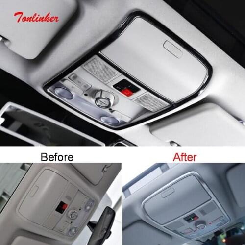 Tonlinker Interior Roof Readlight Cover Sticker for Volkswagen Sharan 2014-19 Car Styling 1 PCS Stainless Steel Cover sticker