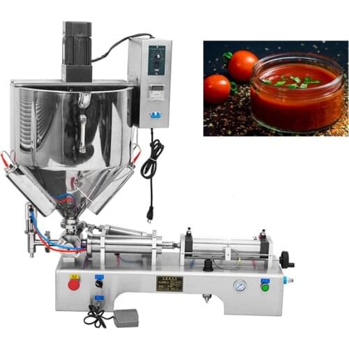Mixing And Heating Hopper Filler Cream Yoghourt Honey Juice Sauce Jam Filler Paste Filling Machine Pneumatic Piston Filler