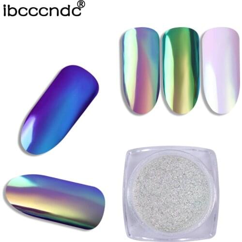 1box Neon Unicorn Mirror Effect Nail Pigment Gorgeous Holographic Glitter Nail Art Decorations Chrome Powder Dust Manicure Tools