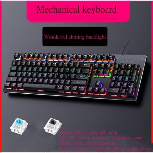 New Mechanical Keyboard Wired Gaming Keyboard 87 104 keys Blue Black Switch Gaming Keyboards For Tablet Desktop English Sticker