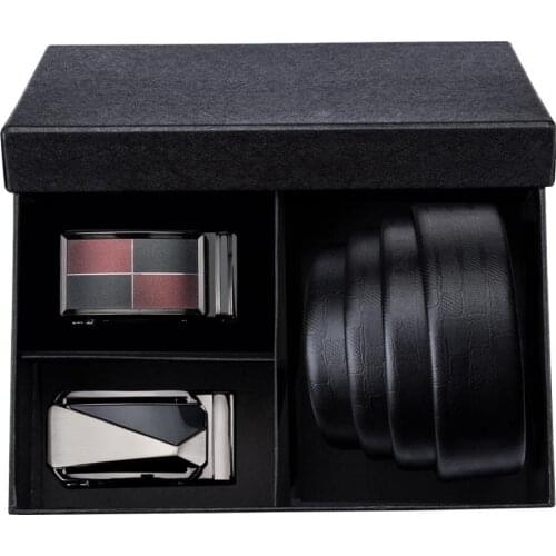 Barry.Wang PG-07 New Fashion Designer Belts for Men 2PC Automatic Buckle High Quality Luxury Leather Mens Belt Business Party