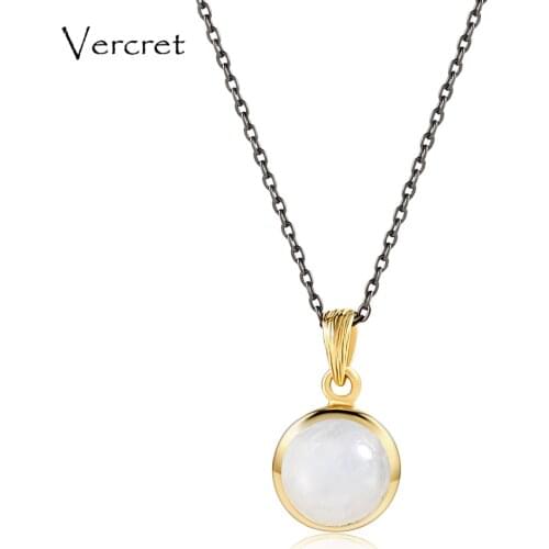 Vercret cute rainbow moonstoned necklace with 925 sterling silver chain necklace handmade womens jewelry gift
