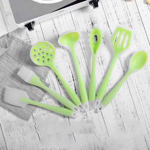 Translucent Silicone Kitchenware Food Grade Household Cooking Utensils Leak Shovel Soup Spoon Spatula Kitchen Accessory Cookware