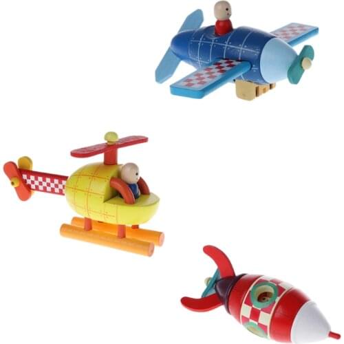 New Wood Magnetic Rockets/Plane/Helicopter Toy Transportation Educational Toy
