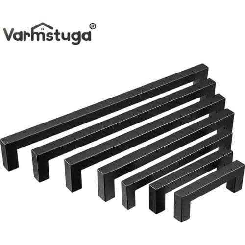 Cabinet Handle Square Black Modern Furniture Hardware Stainless Steel Kitchen Door Knobs Cupboard Wardrobe Drawer Pulls