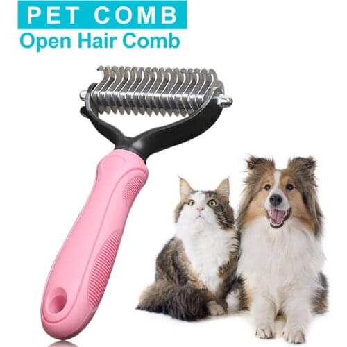 Dog Cat Removal Hair Comb Stainless Steel Double Sided Cutter Head Pet Comb Grooming Tool For matted Long Hair Curly Pet Product